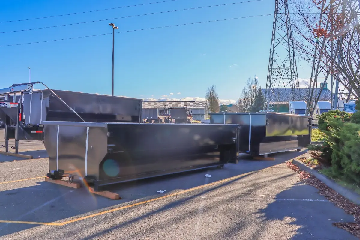 Roll-off dumpster ready for waste disposal at job site for Yard Waste Dumpster Rental in Vine Grove